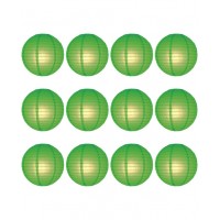 8" Paper Lantern Green Regular Wire Value Pack (12 PCS)